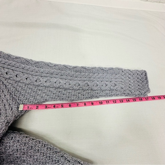 Carraig Donn Irish XL Gray 100% Wool Fisherman  Cable Knit Turtleneck Sweater - Picture 13 of 13